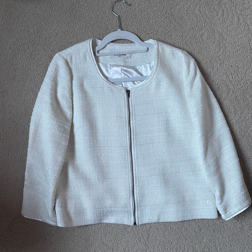 Vintage White Gold Metalic Tweed Jacket Blazer